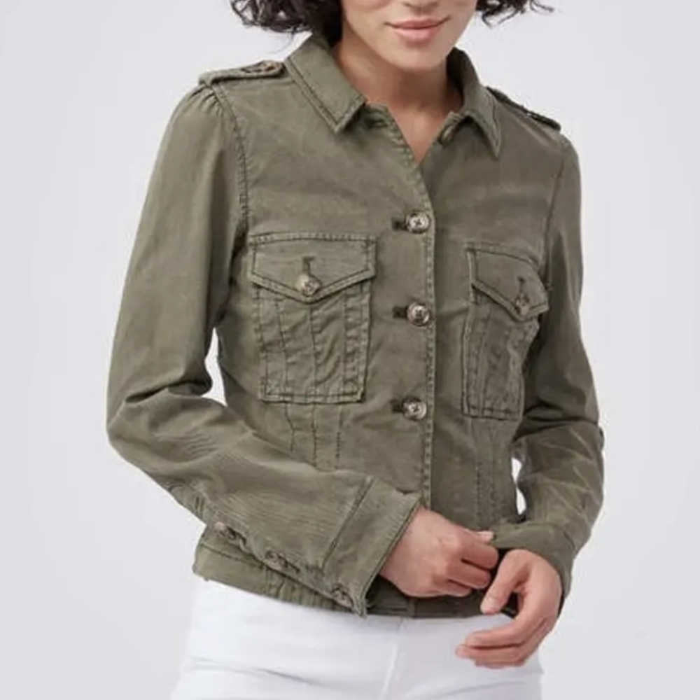 Knox Ross dusty Olive army Utility jacket button up down stretch denim target